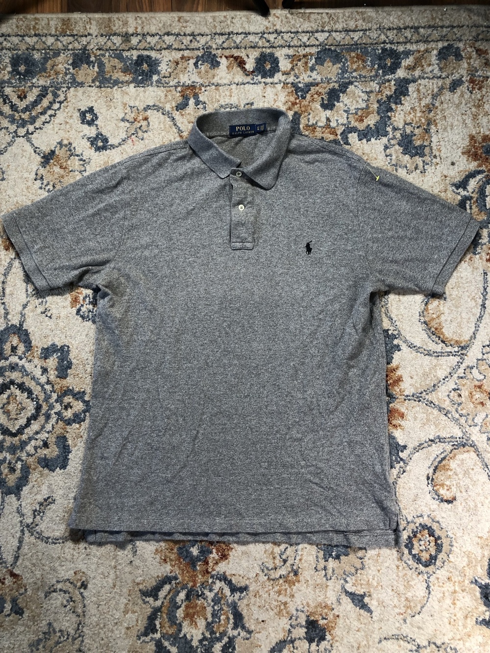 Polo Ralph Lauren Polo Shirt Mens L Gray Pony Logo Jersey Knit Short Sleeve